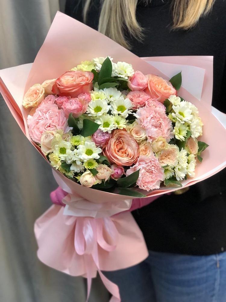 Букет цветов из: Гвоздики, Розы и Хризантемы в Видном