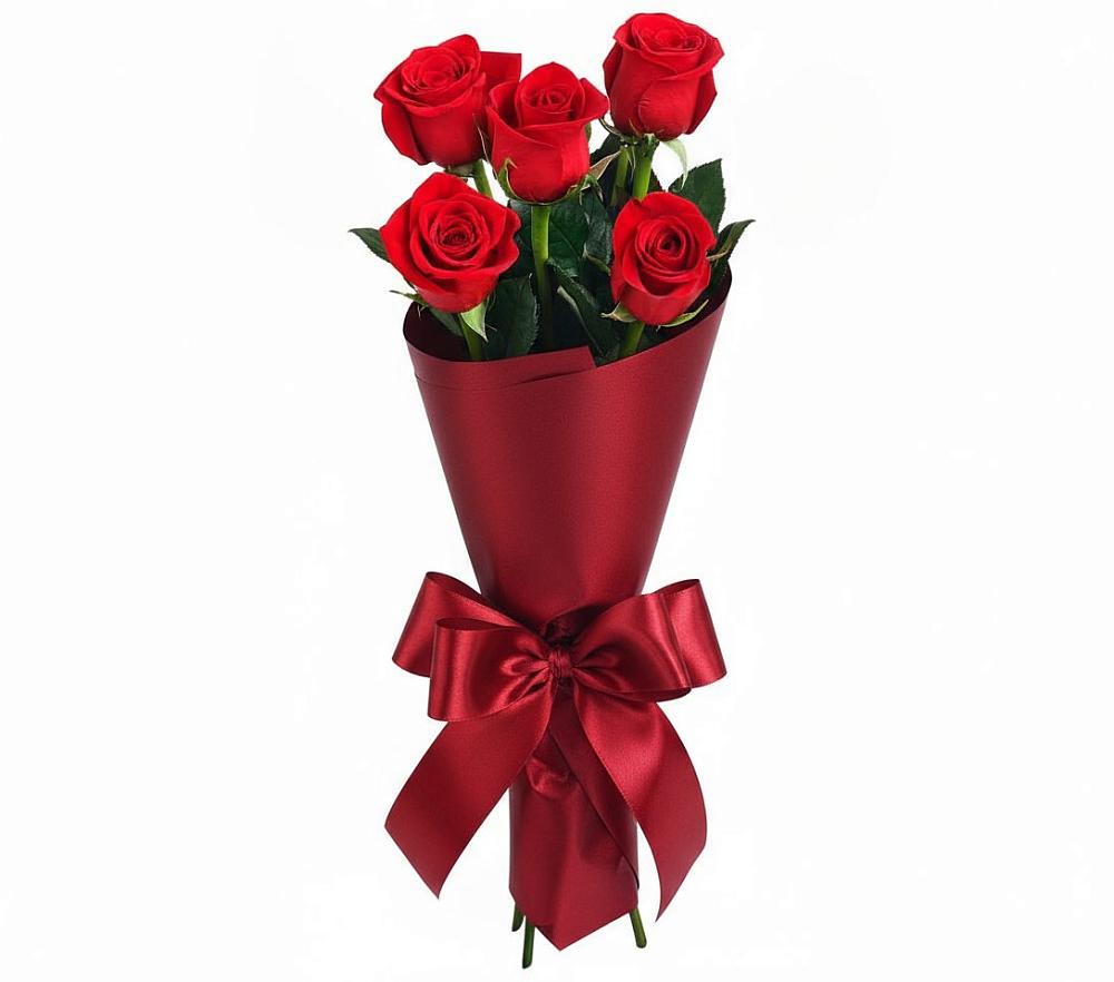 Букет 5 Красных роз Эдлесс Лав в Видном