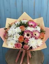 Букет цветов из:  Розы, Герберы и Хризантемы в Видном