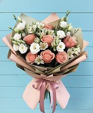Букет цветов из:  Розы, Альстромерии и Лизиантусы в Видном