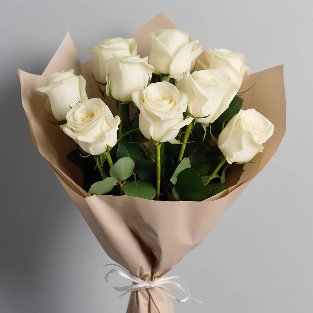 Букет 9 Белых роз Эдлесс Лав в Видном