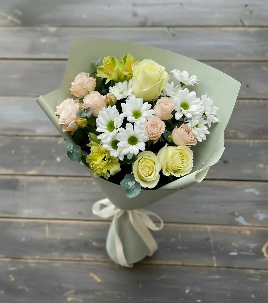 Букет цветов из: Альстромерии, Розы и Хризантемы в Видном
