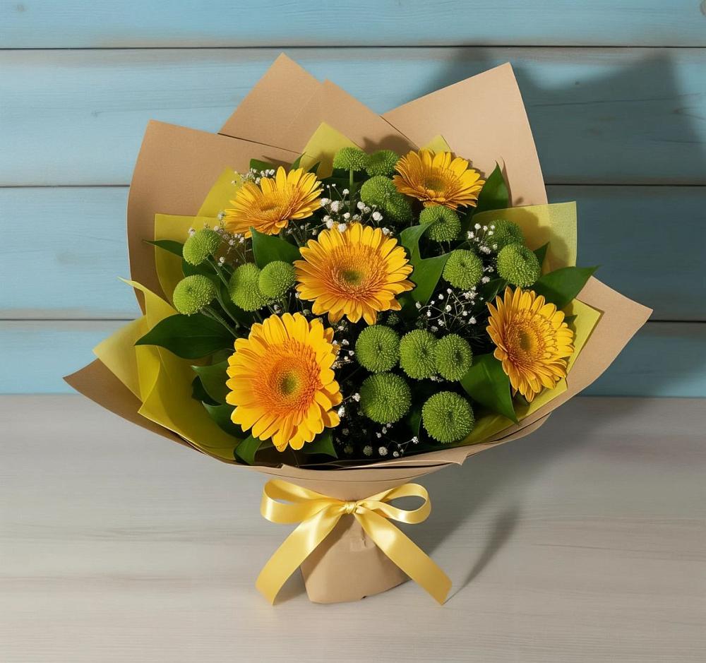 Букет цветов из: Герберы и Хризантемы в Видном