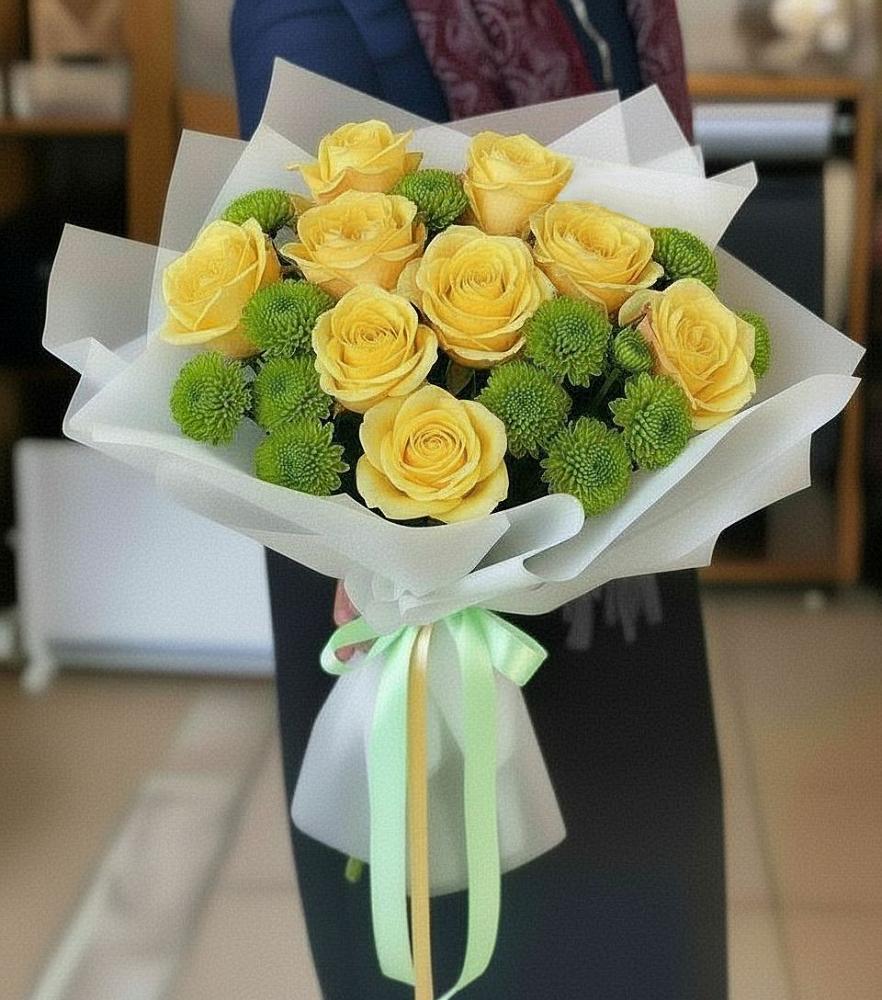 Букет цветов из: Хризантемы и Розы в Видном
