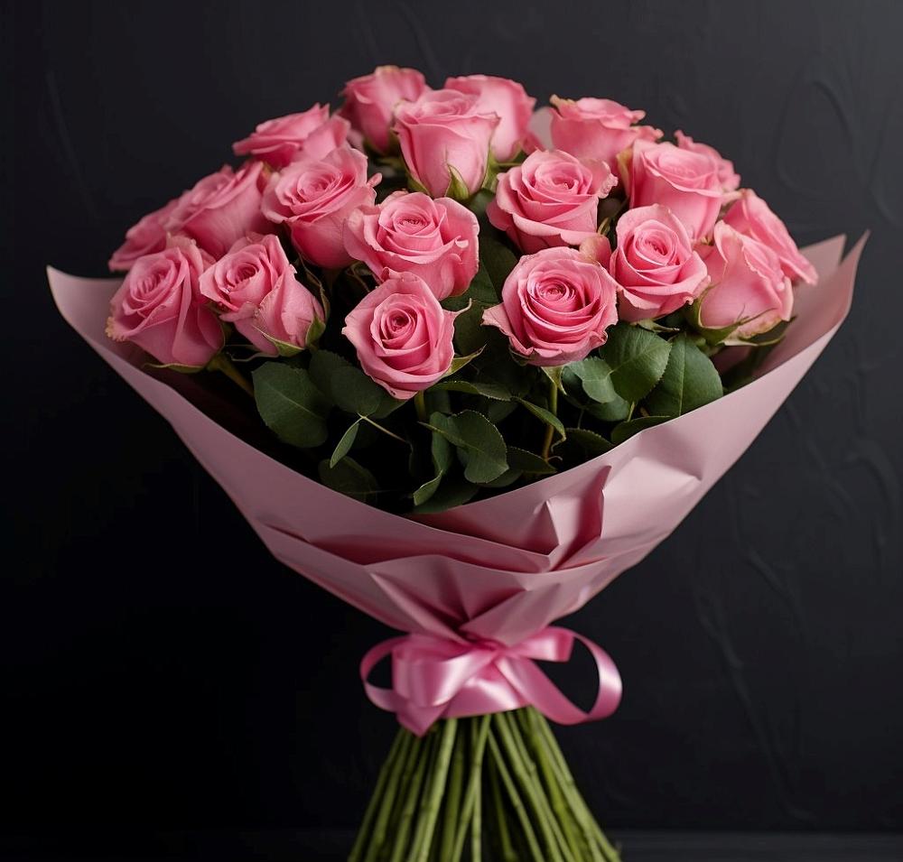Букет 25 розовых роз в Видном