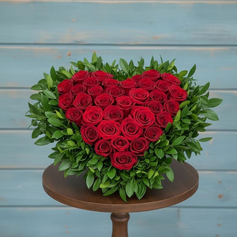 Цветочная композиция из Розы в виде сердца в Видном