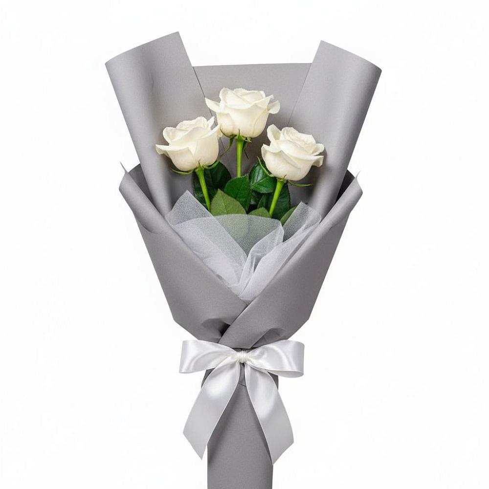 Букет 3 белые розы в Видном
