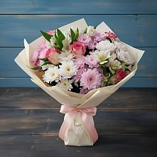 Букет цветов из:  Хризантемы, Альстромерии и Розы в Видном