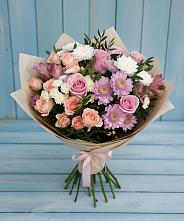 Букет цветов из:  Хризантемы, Розы и Альстромерии в Видном