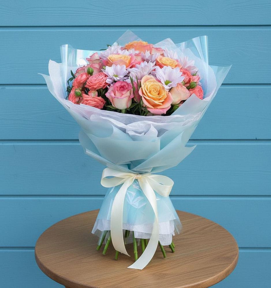 Букет цветов из: Хризантемы и Розы в Видном