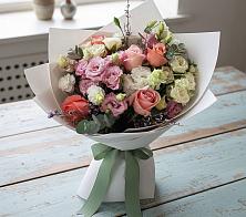 Букет цветов из:  Розы, Лизиантусы и Гвоздики в Видном