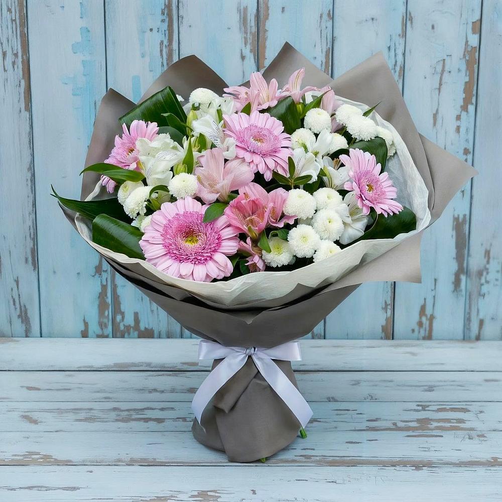 Букет цветов из: Герберы, Альстромерии и Хризантемы в Видном
