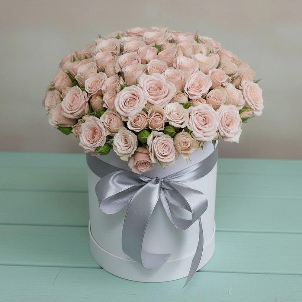 Цветочная композиция из Розы в шляпной коробке в Видном